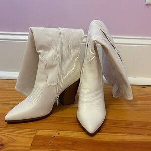 High Heel White Cowboy Boots